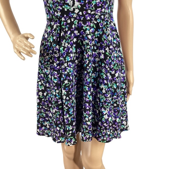 Express Floral Print Fit & Flare Mini Dress Black Multicolor Size 4 - Picture 3 of 7